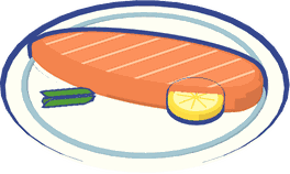 A salmon fillet with lemon