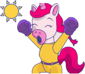 Princess Punch cheering in the sun